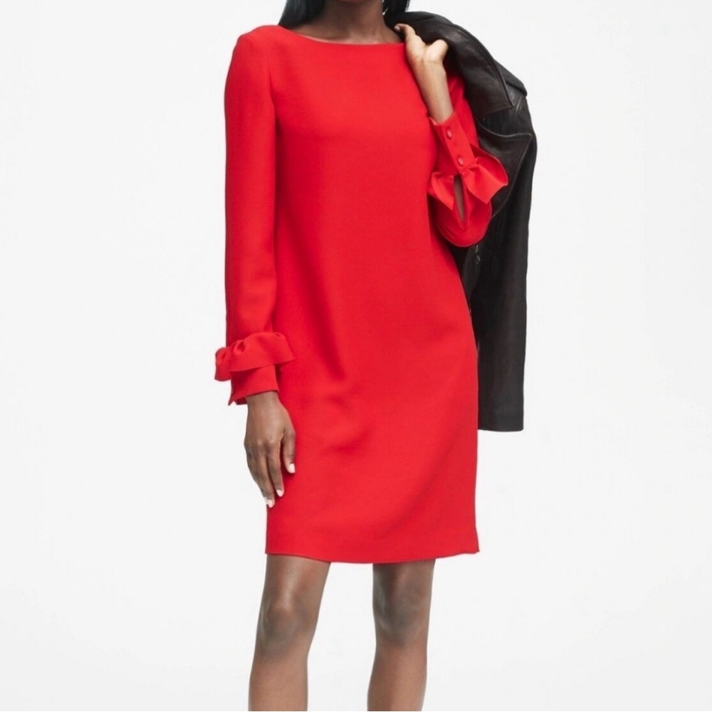 Banana Republic Vibrant Red Long Sleeve Dress